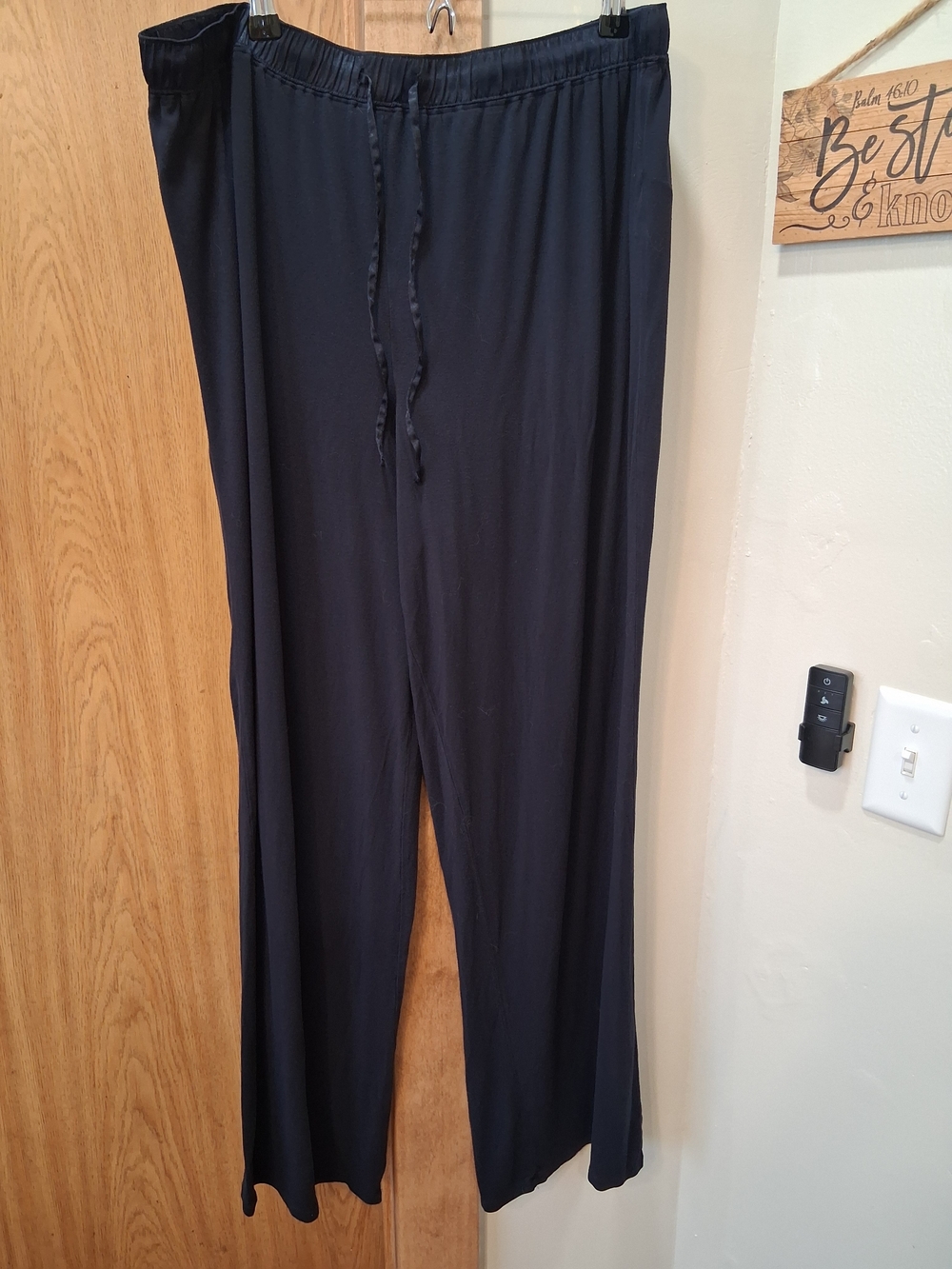 Midnight by Carole Hochman Black Wide-Leg Pajama Pants with Drawstring